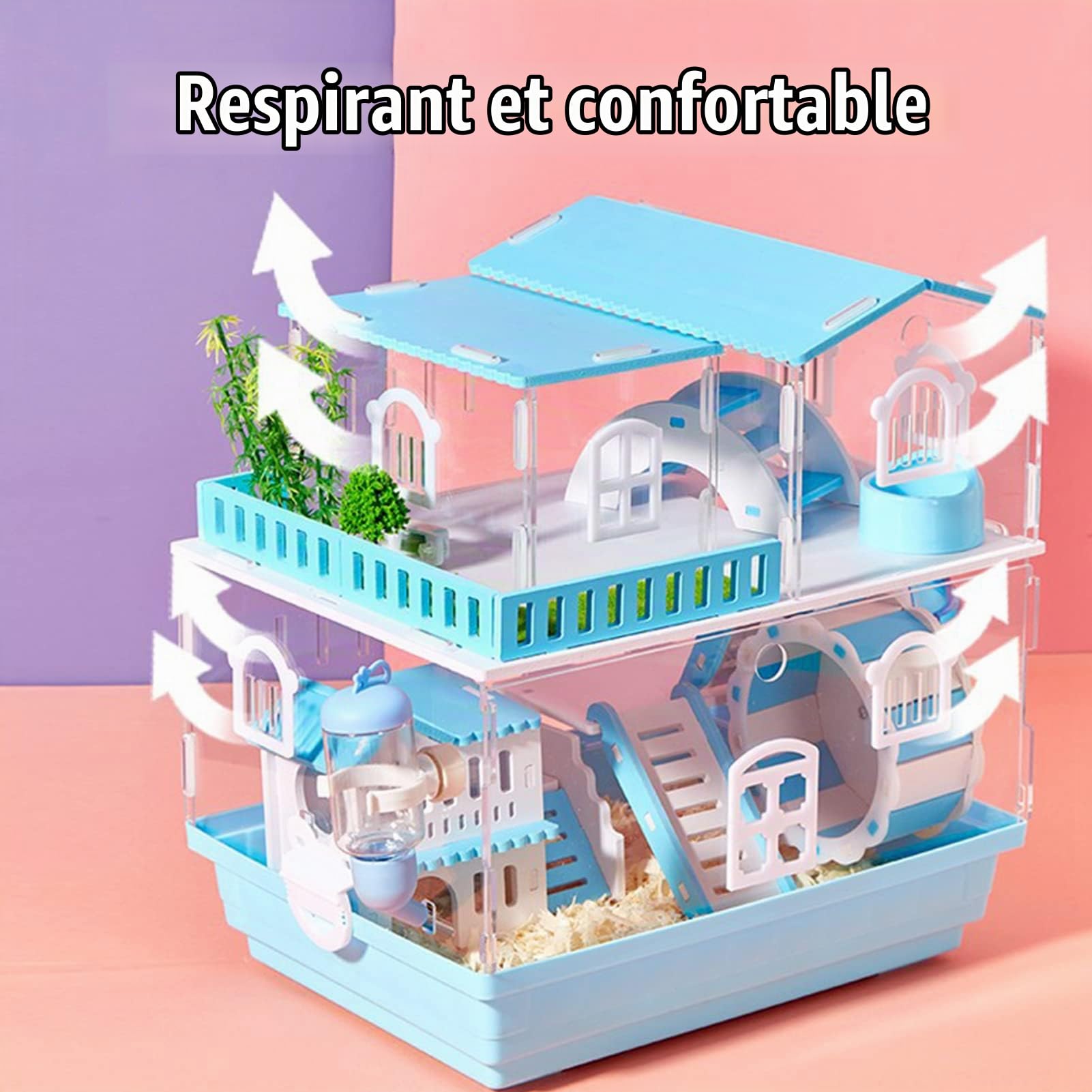 Cage pour Hamster Cage pour Hamster Nain Syrien Habitats pour Petits Animaux à 3 Niveaux Cages pour Hamster en Acrylique entièrement Transparentes avec de Jouets (Arrivé en Une Semaine)