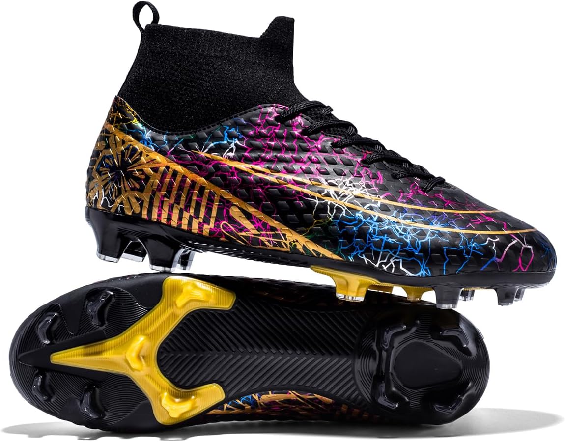 Football Cleats Men Women, Non-Slip High Top Soccer Shoes Lightweight Shock Resistant Training Boots Sneaker Breathable Professional Turf Shoes Sport Athletic Ground Football Boots Soccer Cleats