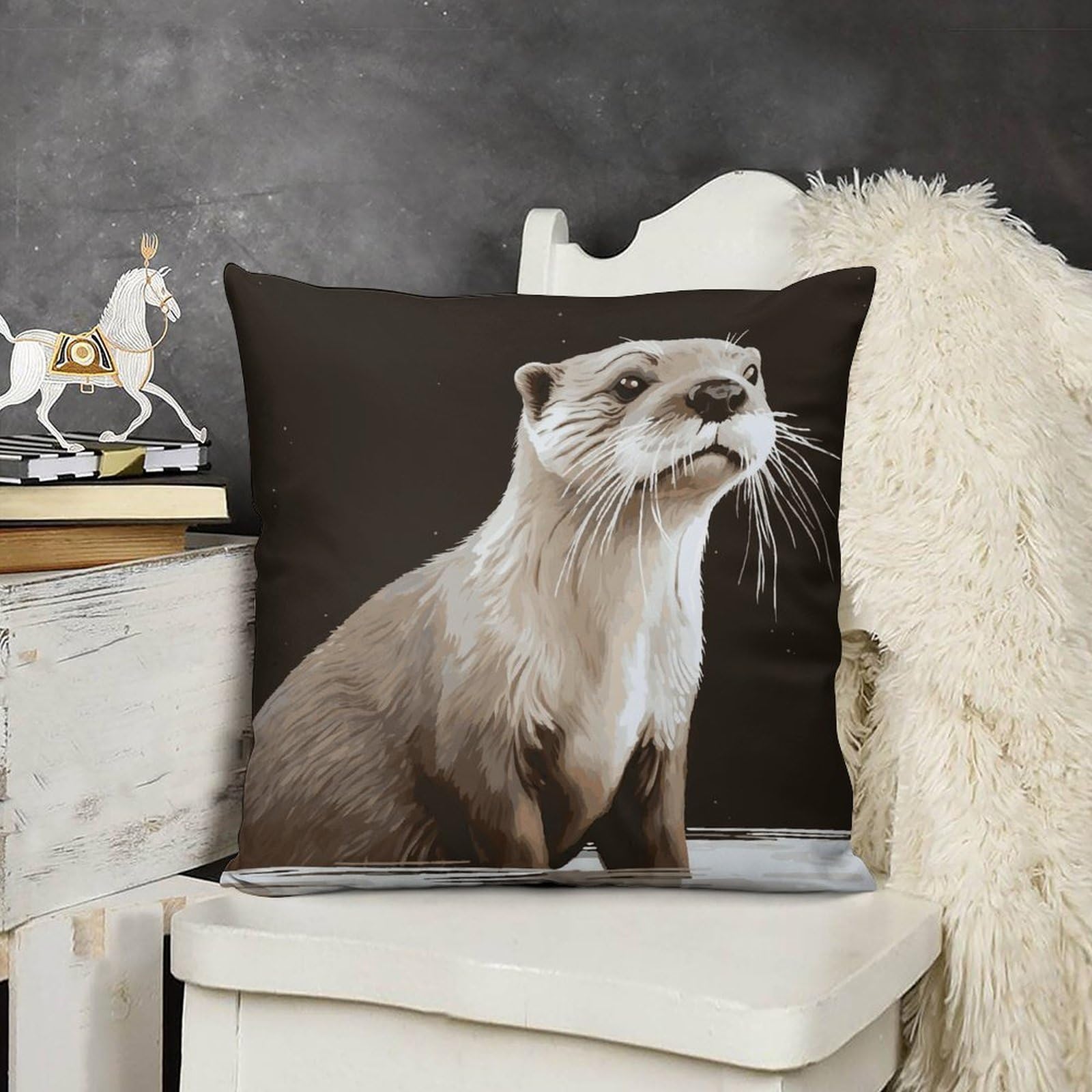 FodPand Boho Farmhouse Otter Pillow Covers with Hidden Zipper 24x24 Soft Plush Cushion Cover Decorative Throw Pillow Cases for Couch Bed Sofa Living Room Indoor Outdoor Home Decor