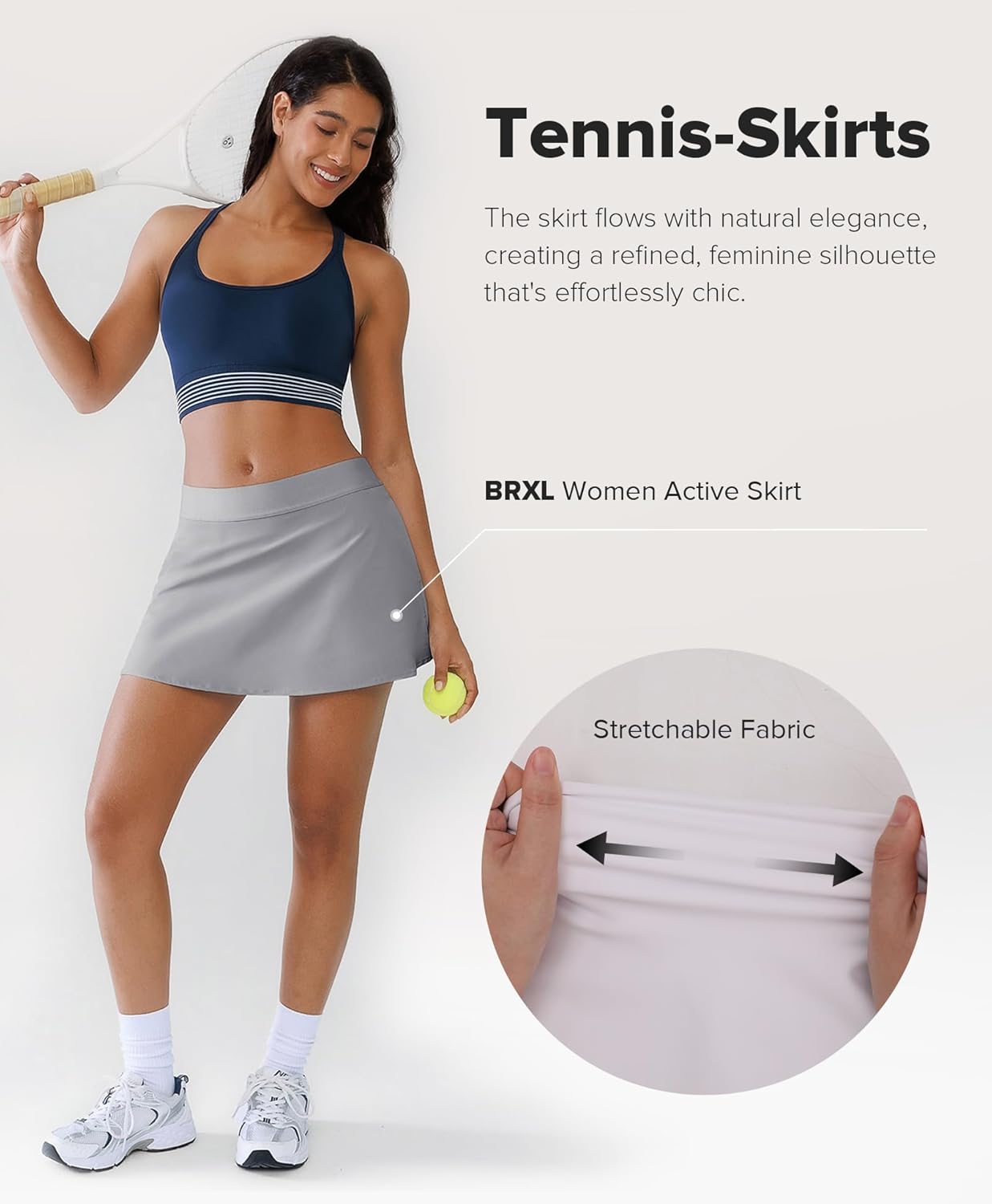 BRXL Built-in Tennis Skirts with 4 Pockets for Women A Line Golf Skorts Pickleball Athletic Casual Mini Skirts