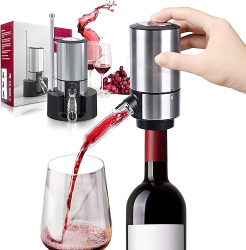 Regalos de vino - Aireador de vino Pourer-Rocyis Dispensador de vino eléctrico, decantador de vino inteligente de un solo toque con base de