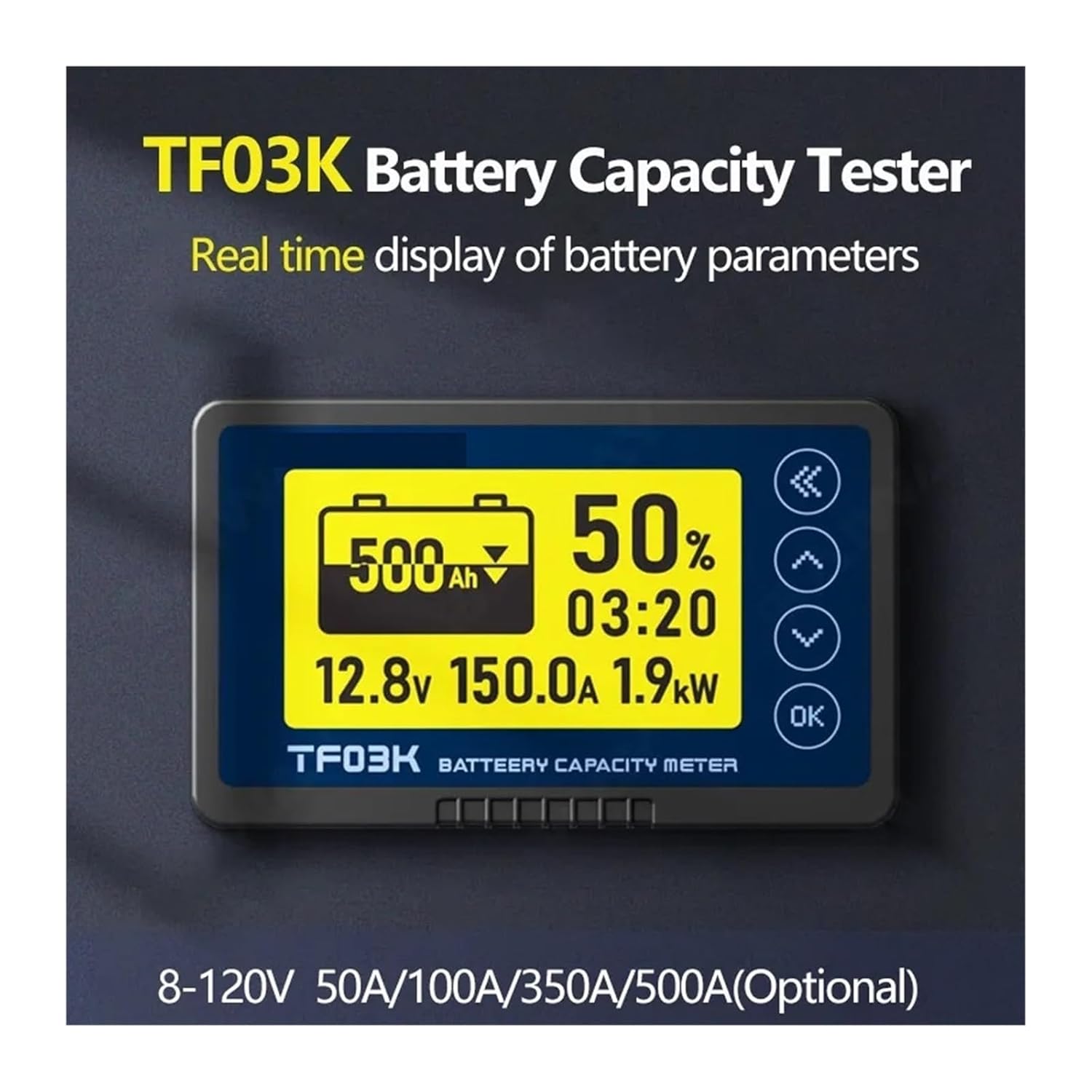 Battery Testers, DC8-120V Coulomb Counter Meter Battery Capacity Indicator Current 50A/100A/350A/500A Coulomb Counter for Electric Car(100A(0-150A))