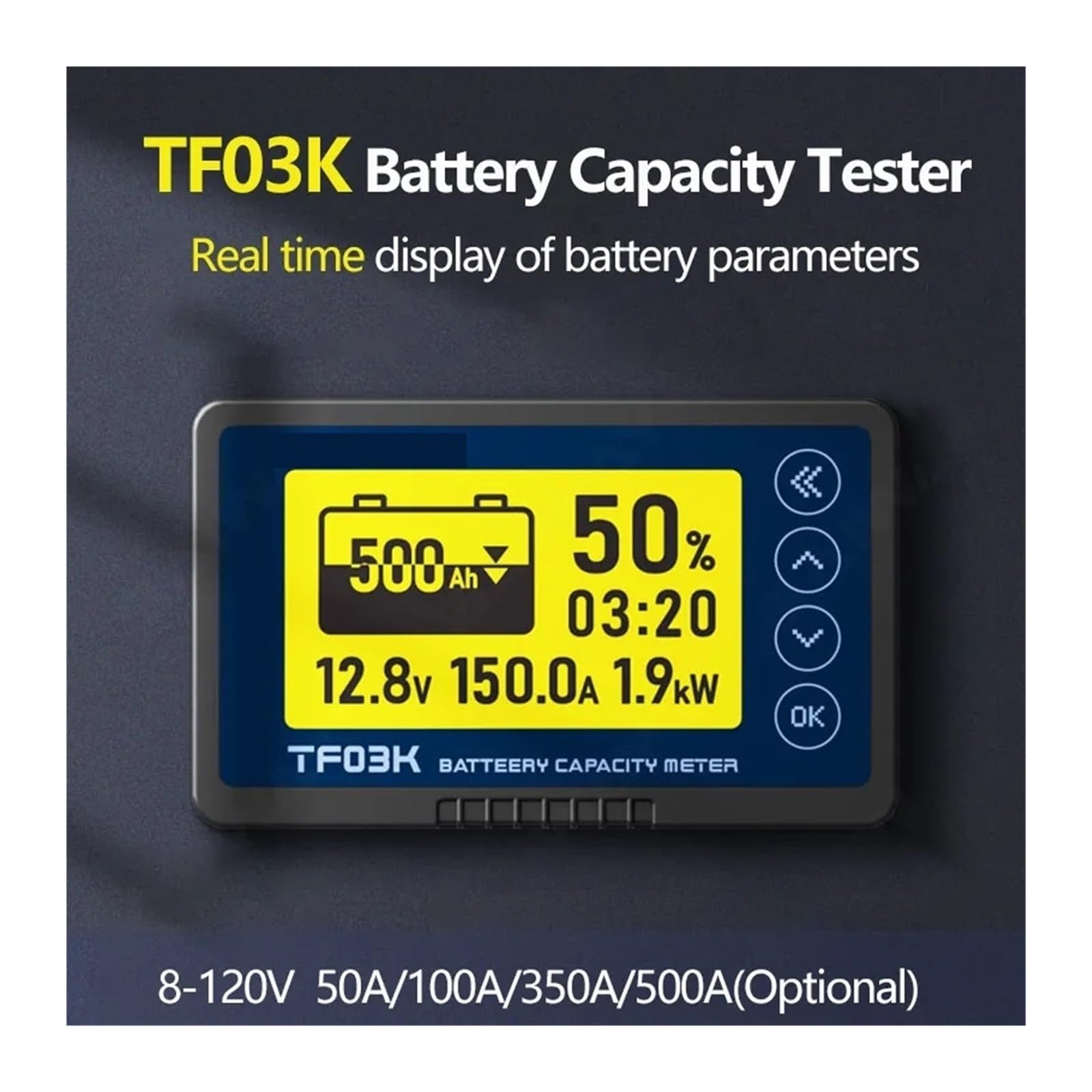 DC8-120V Coulomb Counter Meter Battery Capacity Indicator Napięcie Prąd 50A/100A/350A/500A Coulomb Counter For Electric Car(50A(0-75A))