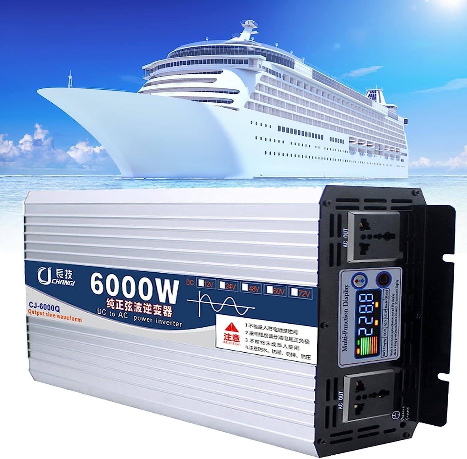 Onduleur sinusoïdal pur 6000W convertisseur 60V en 110V avec écran pour système solaire