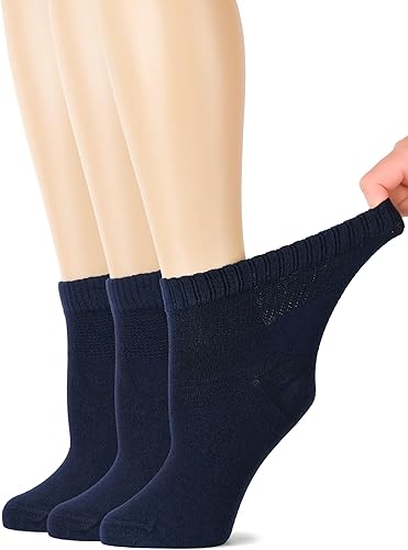 Miniatura 1 de Hugh Ugoli Calcetines tobilleros para diabéticos de bambú para mujer, súper suaves, sin costuras, sin costuras, anchos, ajuste holgado y elásticos,