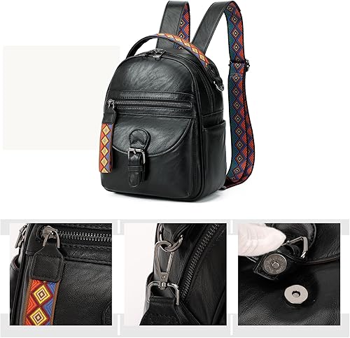 Miniatura 3 de KL928 Mochila pequeña para mujer, mochila de hombro a la moda, Negro -, Mochilas Daypack