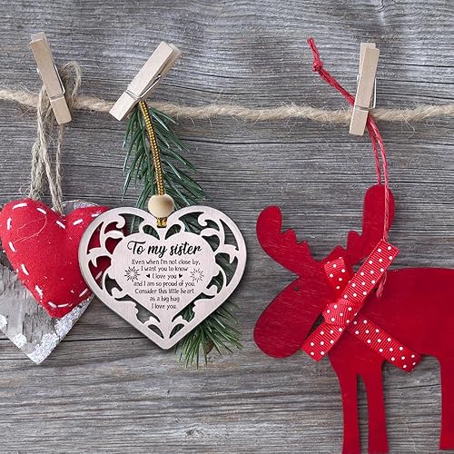 Miniatura 5 de Regalos para hermanas de hermanas, gracias por ser mi hermana, divertido adorno de recuerdo con placa de corazón, regalos para hermana, cumpleaños,