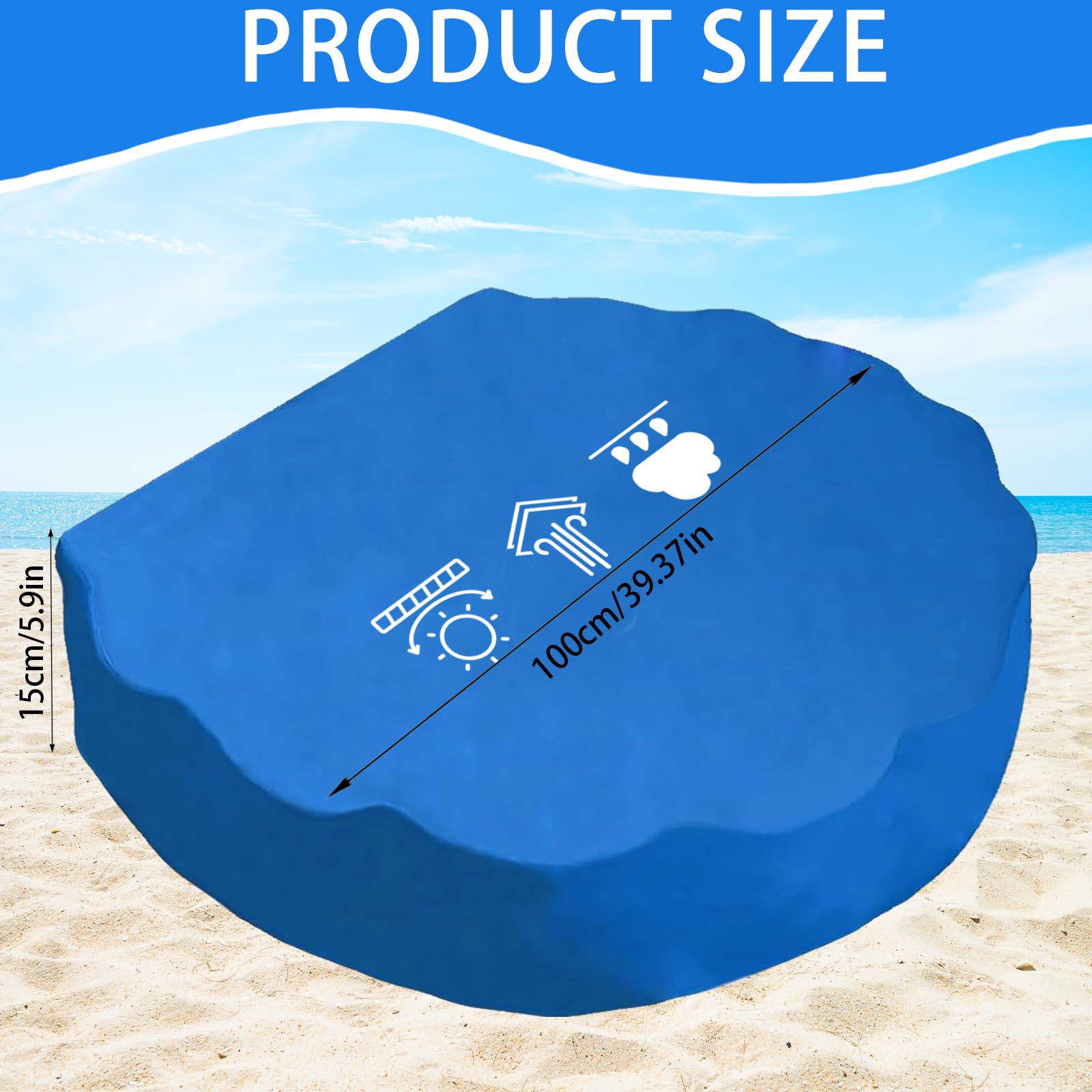 Copertura Impermeabile Per Sabbiera Rotonda – Blu, 100x15 Cm, In Tessuto Oxford 210D, Antivento E Resistente