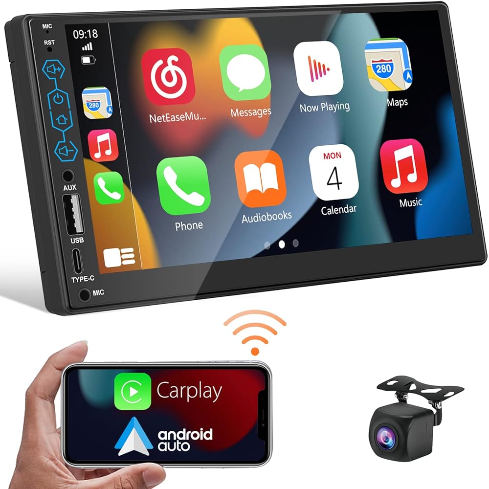 45/mo Finance Hieha Wireless CarPlay & Android Auto Car Stereo, 2022 Newest Double Din Car