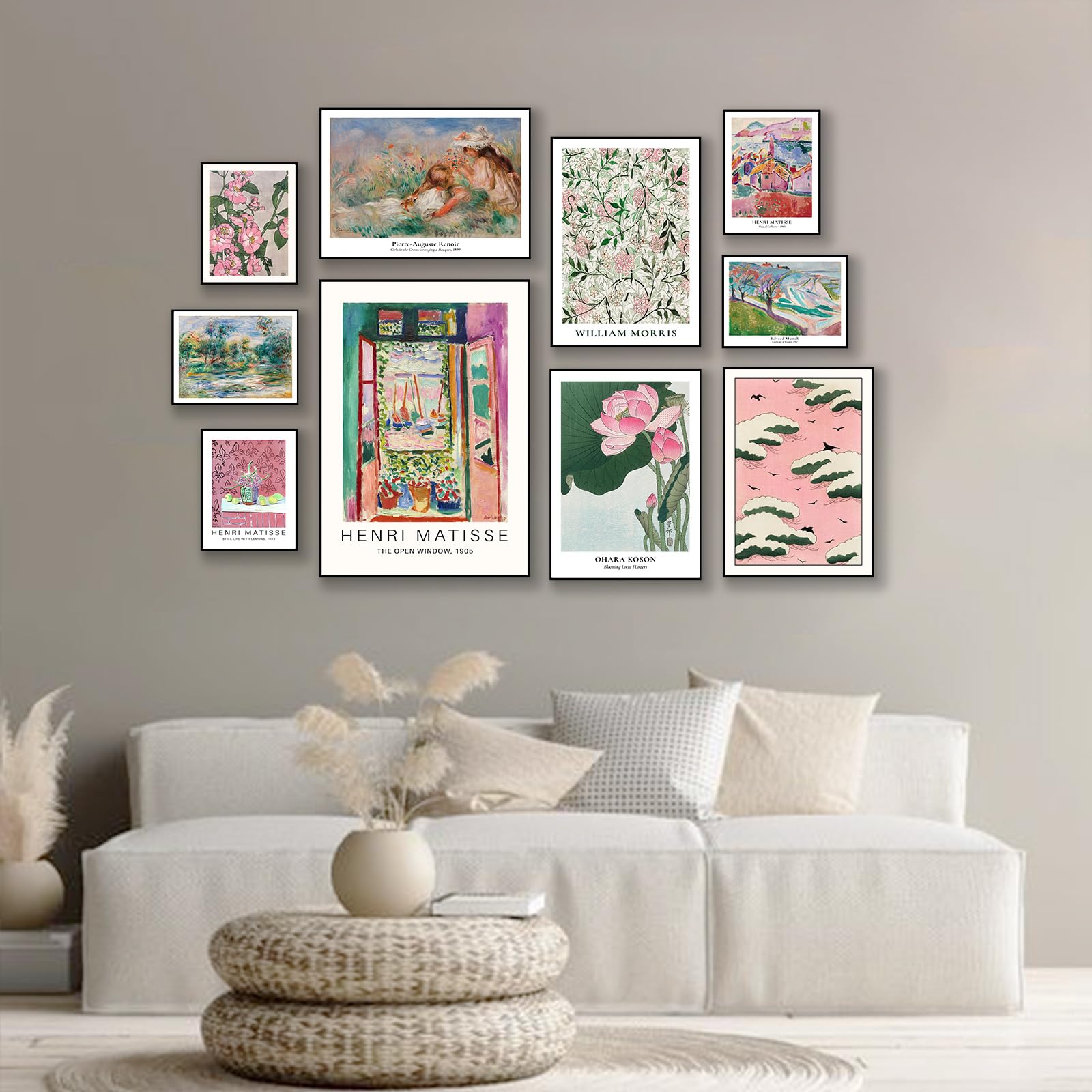 Amazon.com: TWNSLLA Green Pink Eclectic Gallery Wall Art, Vintage