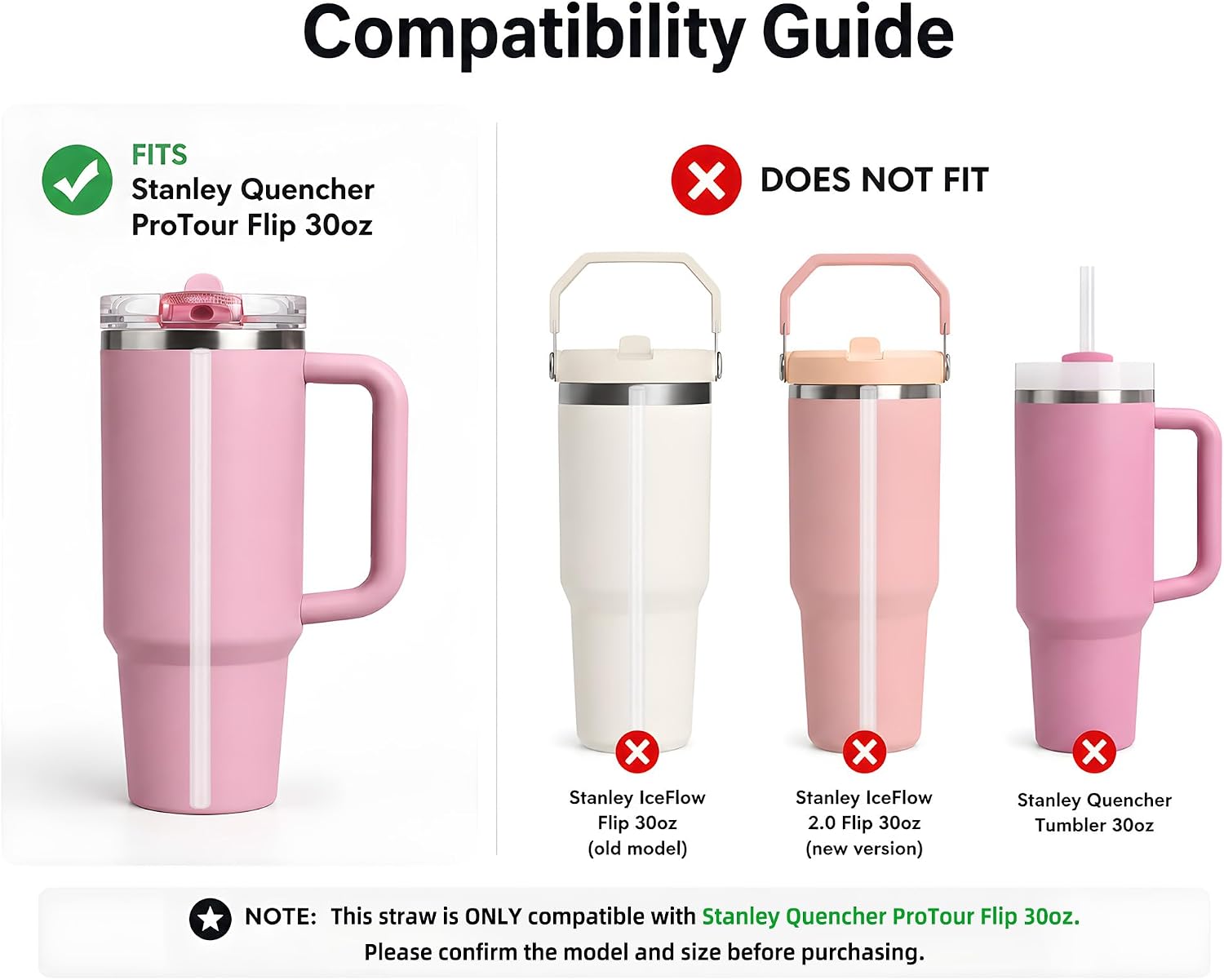 Replacement Straws for Stanley 30oz Quencher ProTour Flip Tumbler