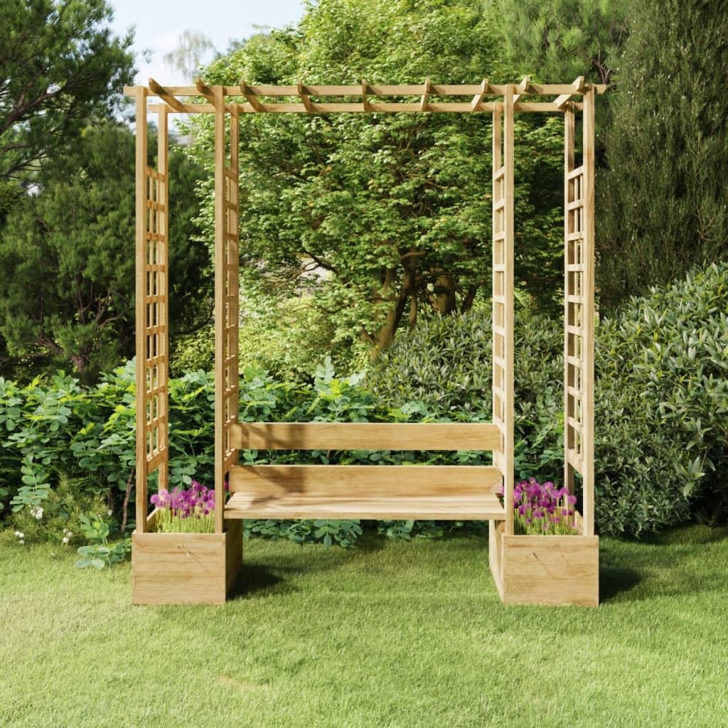 Générique Pergola de Jardin avec Banc et jardinières Bois de pin imprégné,Pelouses & Jardins,Vie en extérieur,Structures extérieures,Arches, treillages & pergolas de Jardin,Brun,71.56 KG,318565