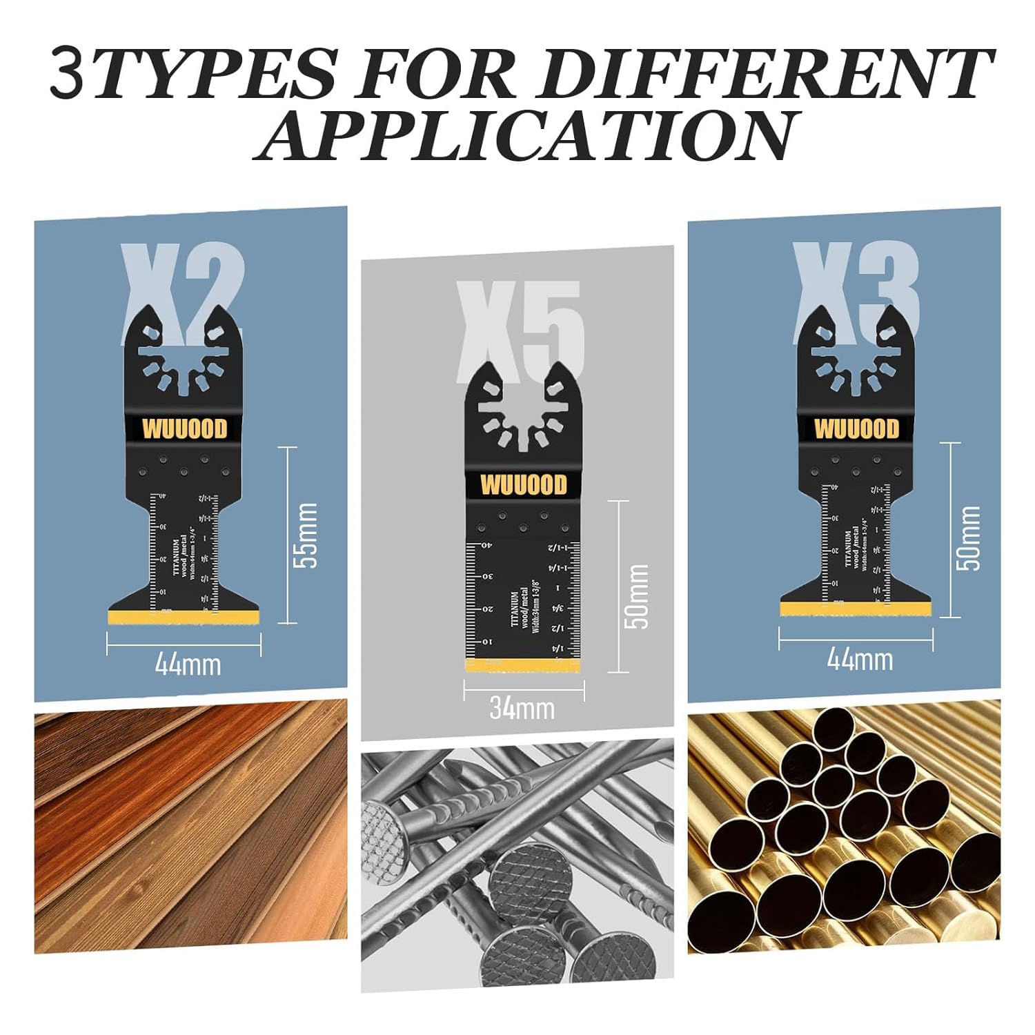 Titanium Oscillating Saw Blades,10PCS Universal Multitool Blades,Oscillating Tool Blade for Metal Wood Cutting,Multi Tool Blades Fit Dewalt Bosch Milwaukee Ryobi Rockwell Fein