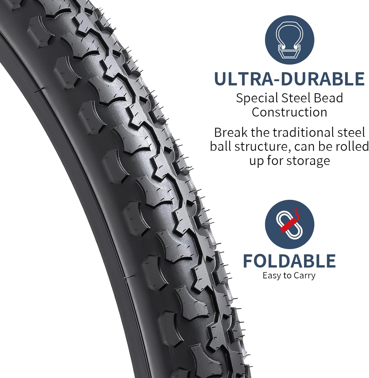 YUNSCM 2-PCS 24" Mountain Bike Tires 24x1.75/47-507 and 24" Heavy Duty Bike Tubes AV32mm Schrader Valve Compatible with Mountain Bike 24 x 1.75 24X1.75 Bike Bicycle Tires and Tubes (Y-682)