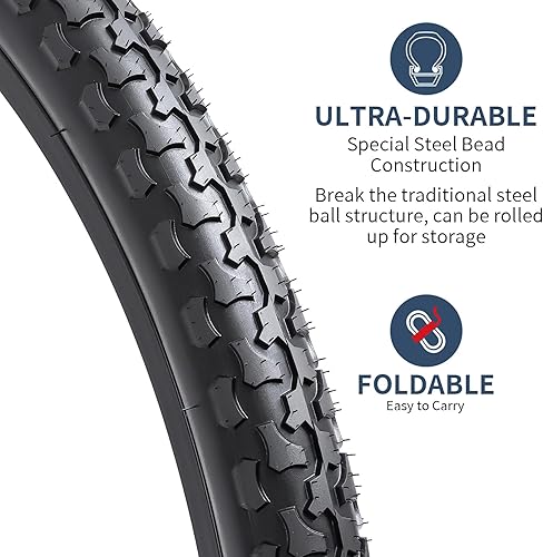 Miniatura 2 de Paquete de 2 neumáticos de bicicleta de 24 pulgadas de 24 x 1.95 (54-507) y tubos de bicicleta de 24 x 1.75-2.125 AV32mm válvula Schrader compatible