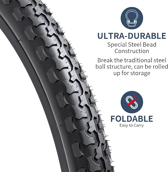 YUNSCM 2-PCS 24 Mountain Bike Tires 24x1.75/47-507 Compatible with Mountain Bike 24 x 1.75 24X1.75 Bike Bicycle Tires (Y-682)