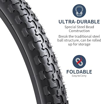 YUNSCM 2-PCS 24 Mountain Bike Tires 24x1.75/47-507 Compatible with Mountain Bike 24 x 1.75 24X1.75 Bike Bicycle Tires (Y-682)