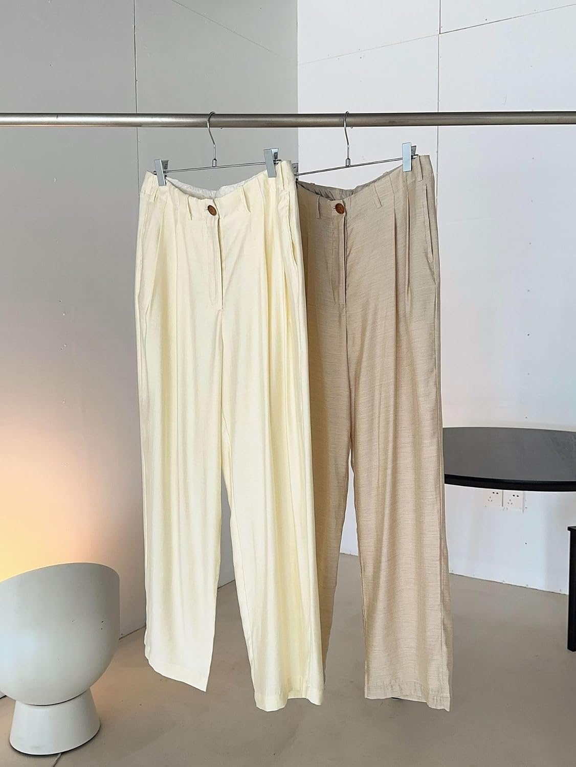 Women's Wool Pants Summer Casual Korean-Style Loose Wide-Leg Dress Trousers
