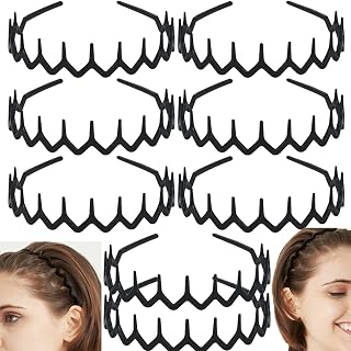 Ltmxy - 8 diademas de plástico antideslizantes con peine de dientes para mujeres, hombres, adolescentes y niñas, compatibles con dientes de peine, color negro mate