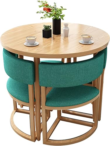 Vista 13 de Mesa de cocina y sillas para 4, juego de mesa redonda de comedor para 4, mesa de negociación de conferencias pequeñas, 1 mesa y 4 sillas, mesas