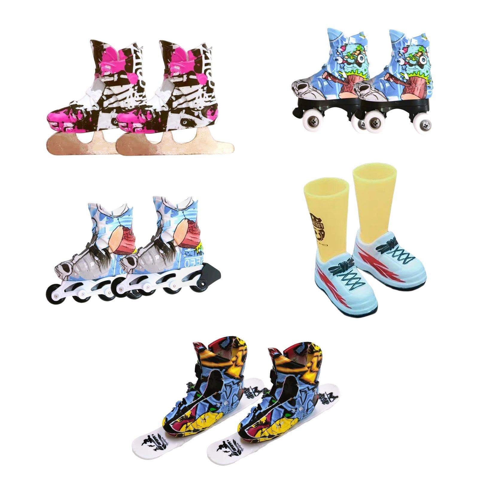 5pcs Mini Finger Skateboards Toy Mini Finger Shoes Mini Finger Skates Funny Finger Sports Novelty Toy Finger Board - Shoes Toys Funny Finger Sports Novelty Toy Gifts Fingertips for Kids Boys Girls