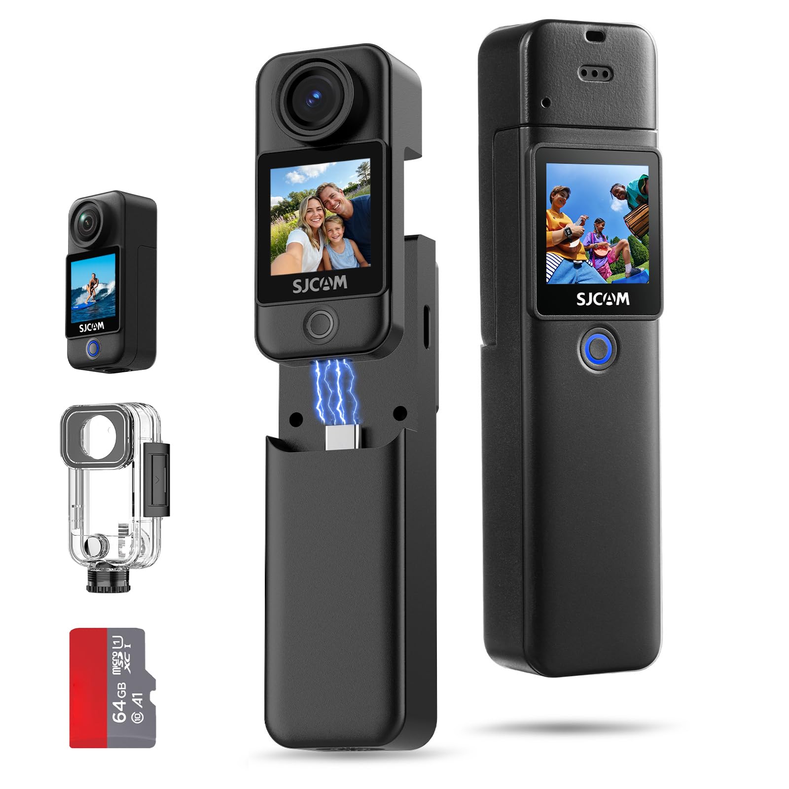 SJCAM C300 Action Camera 4K30fps, 1.33 Inch Dual Touchscreen Sports Camera, 2.4G/5G Dual WiFi 20MP Helmet Camera, 6-axis EIS Underwater Camera 30 m Waterproof with 2800 + 1000 mAh Dual Battery (Black