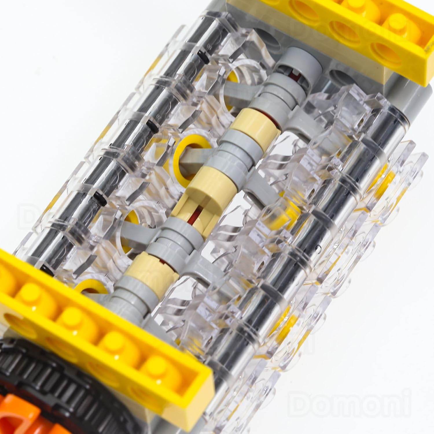 Domoni Complete Crankshaft Engine Kit with Connecting Rods & Cylinder Head - V8 Style Technical Parts, Fully Compatible for MOC Projects, STEM Builds, RC Cars & Bulk Blocks