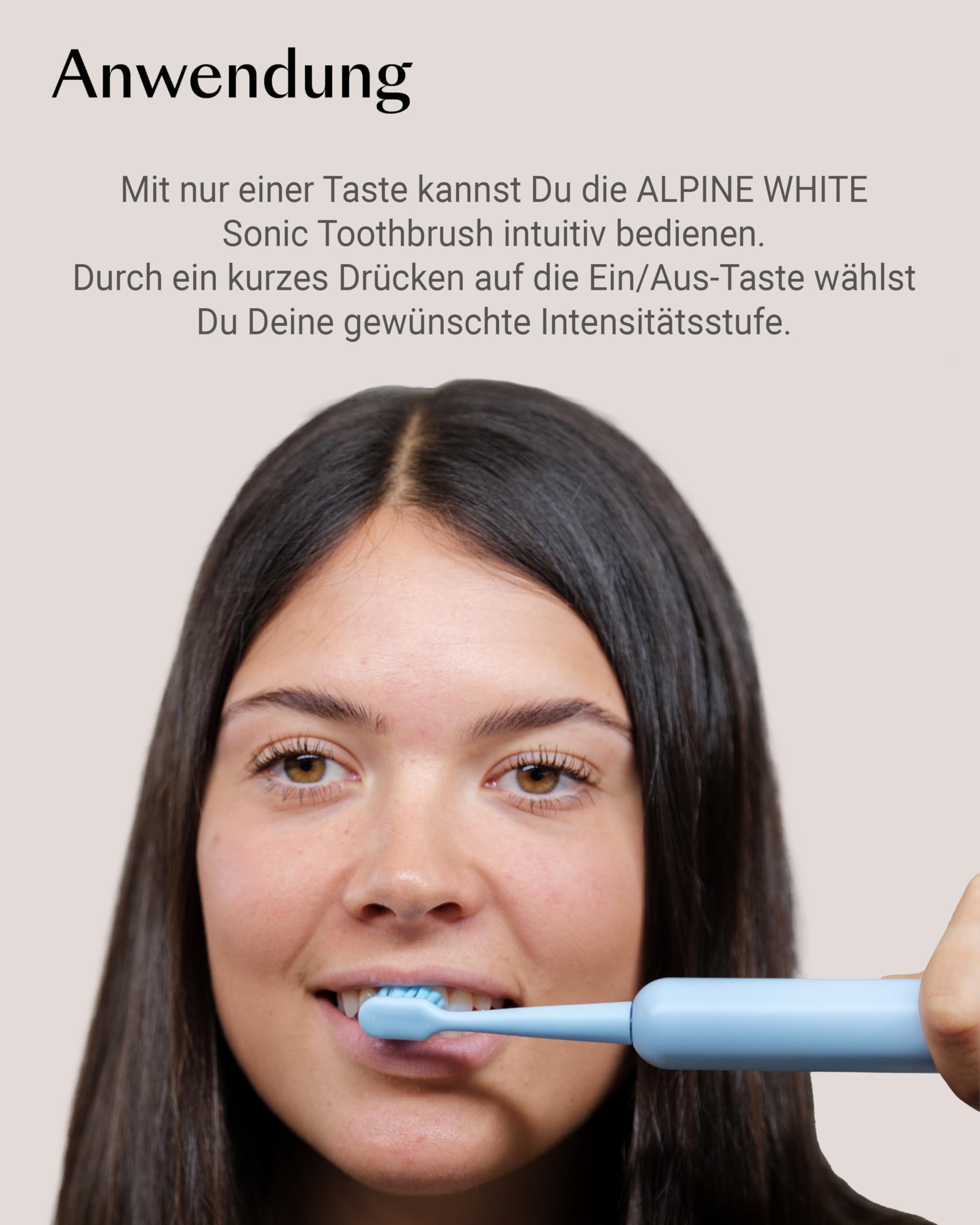 ALPINE WHITE Sonic Toothbrush - Innovative Schallzahnbürste mit bis zu 40'000 Schwingungen pro Minute - Elektrische Zahnbürste mit 3 Intensitätsstufen