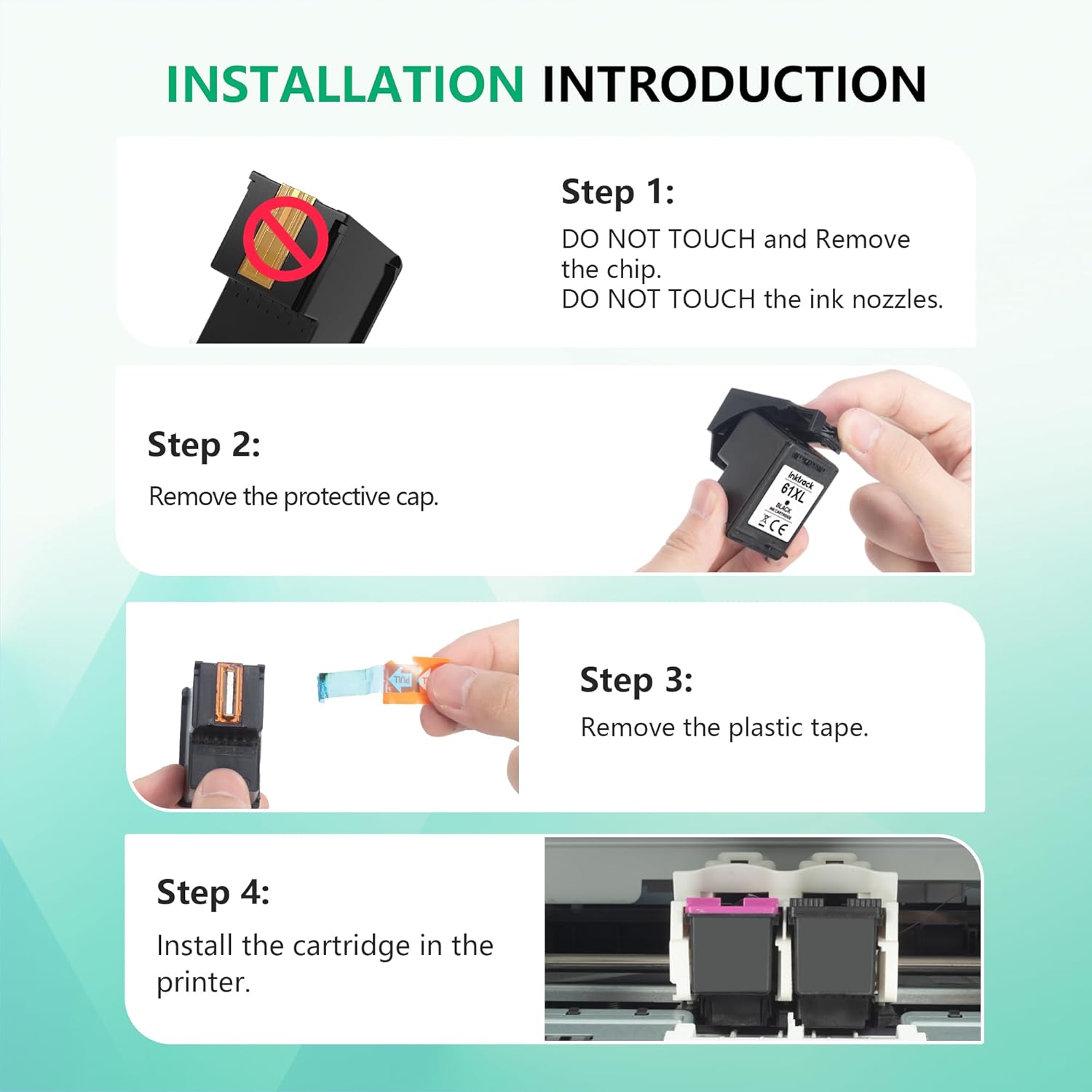 61XL Ink Cartridge Combo Pack Replacement for HP 61 61XL to use with HP Envy 4500 5530 5534 5535 DeskJet 1000 1010 2540 2541 3050 OfficeJet 4630 4635 2620 Printer (1 Black, 1 Color)
