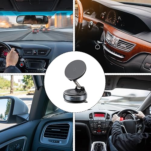Miniatura 5 de Suction Cup Phone Mount  Wireless Charger 360 Rotation,Wireless Charger Vacuum Phone Holder Magnet - for SUV RV Truck Sedan Dashboard Windshield