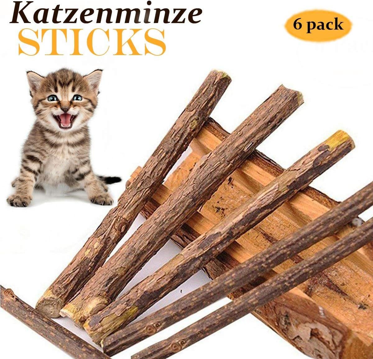 PISKY Matatabi Stick for Cat, 6PC Catnip Toys Cat Treats Sticks Natural Cat Dental Chews For Teeth Cleaning Catnip Silvervine Sticks Cat Entertainment Toys for Healthy Teeth