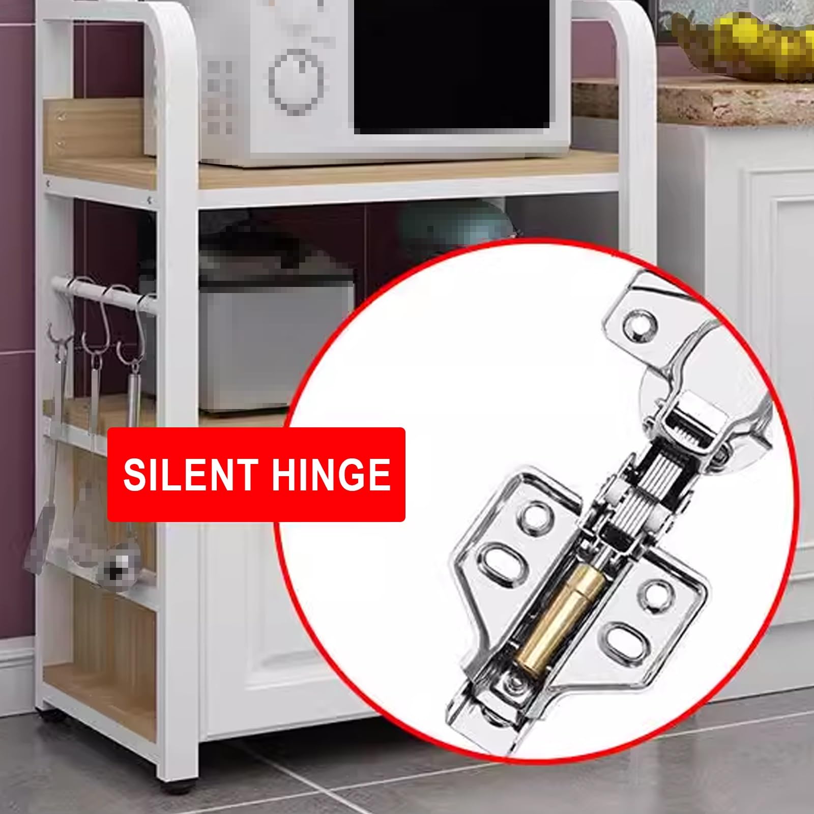 Rostfreies 5-stufiges Küchenregale Stehend Umweltfreundliche Paneele Verdickter Stahlrahmen, Küchenregal Ohne Bohren für Mikrowelle, Kochutensilien(White,80 * 50 * 150cm)