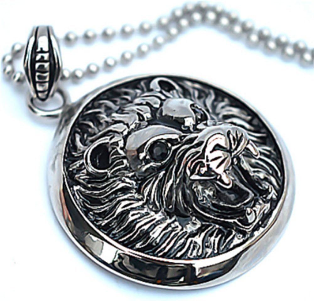 Hydreamhome Men's Jewelry Stainless Steel,Casting Lion Head,Circle Necklace Pendant(NO Chain)