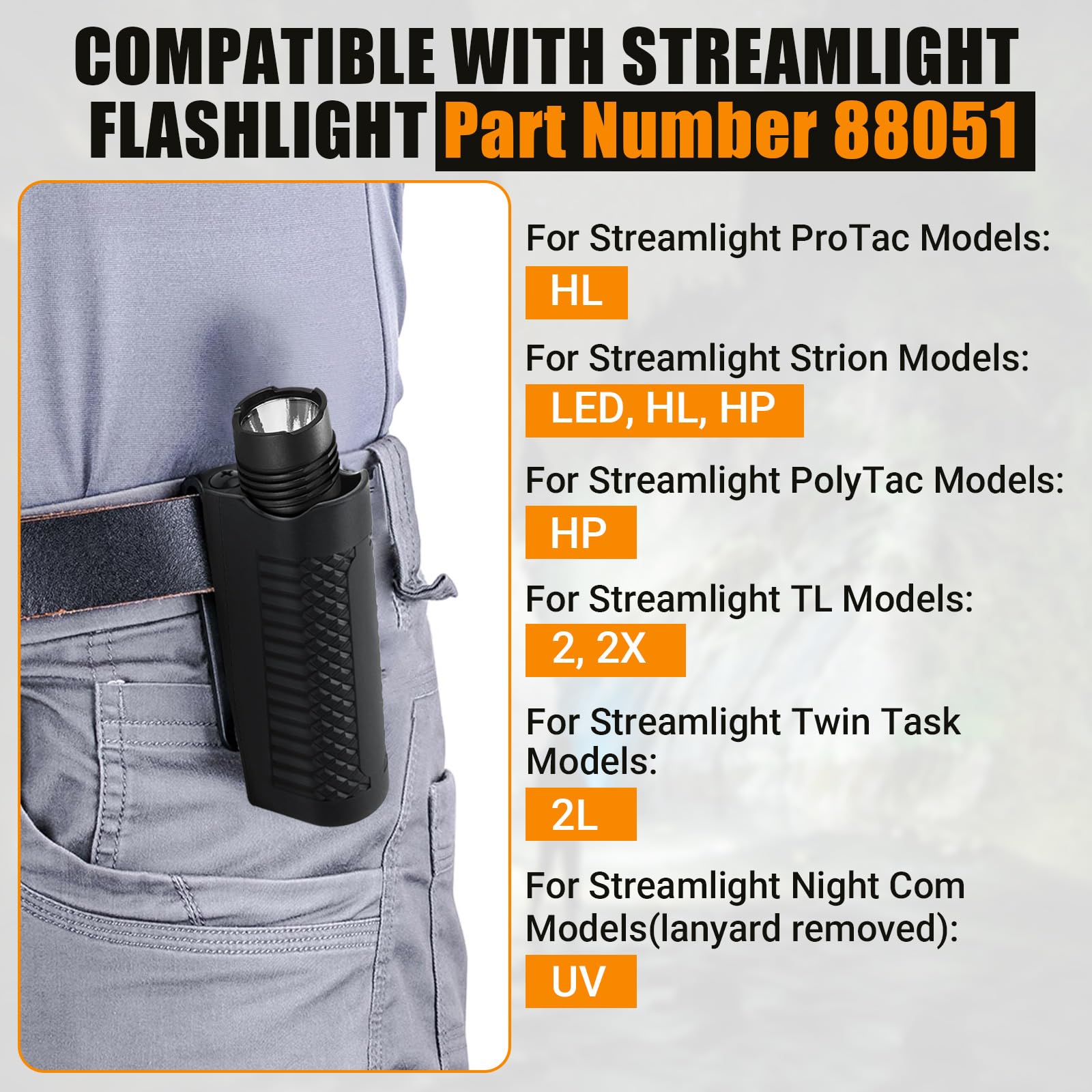 Taktische Taschenlampen-Holster 88051 für Streamlight ProTac HL – Gürtel-Taschenlampenhalter, kompatibel mit Streamlight Strion Taschenlampe, Schwarz