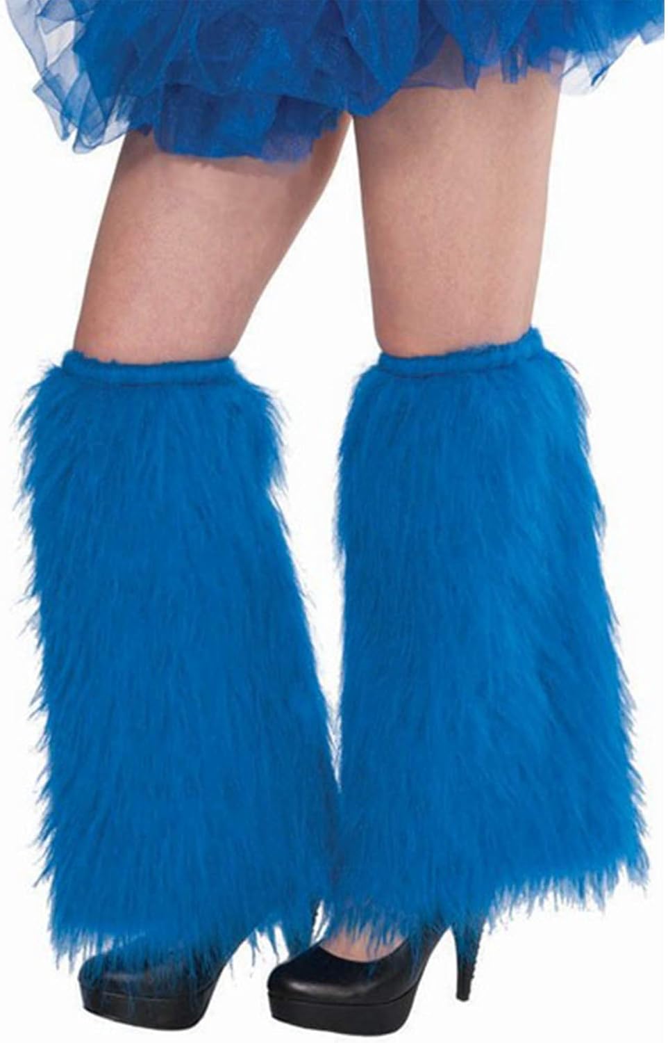 Amscan Furry Plush Adult Costume Leg Warmers, 1 Pair, 16", Blue
