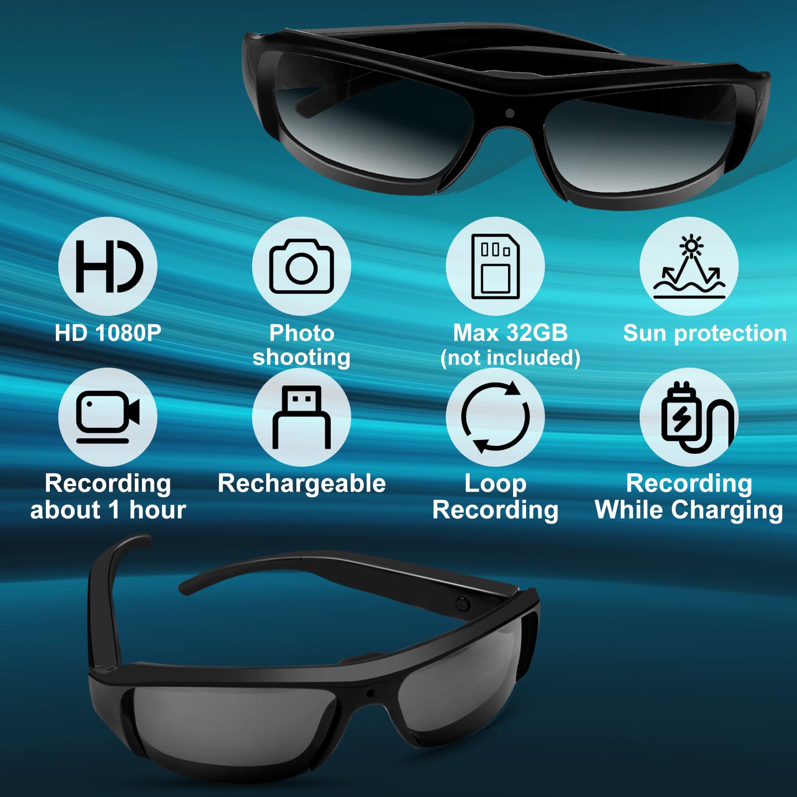 Amazon.com : Camera Glasses, MS15 HD 1080P Sports Sunglasses