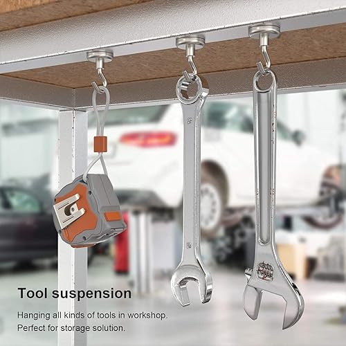 Miniatura 8 de Ganchos magnéticos resistentes, ganchos fuertes de 110 libras para colgar, imán con gancho para crucero, parrilla, refrigerador, paquete de 8