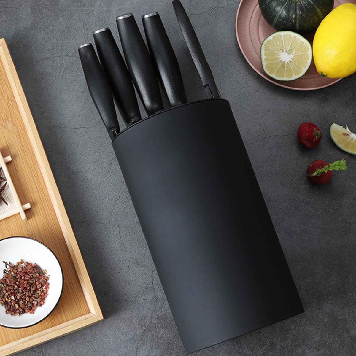 Plastic Kitchen Cutter Rack Holder Convenient Scissors Storage Organizer Safe Sturdy Material Space-saving Household Cutting Rack for Tableware and Utensils Black