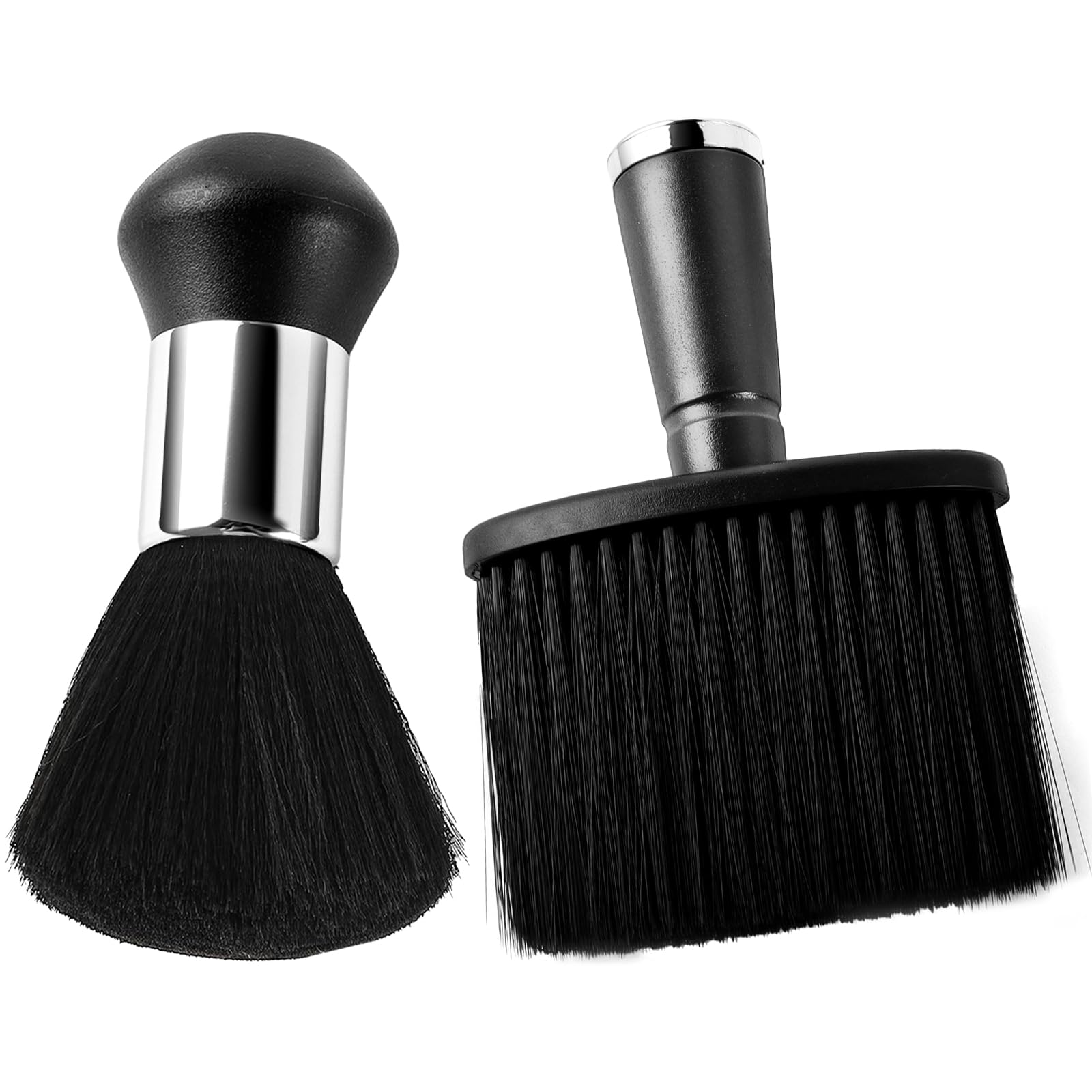 2 pennelli da parrucchiere, set di pennelli per la rimozione della polvere, spazzola morbida da barbiere, spazzola da parrucchiere, pennello nero per capelli per la pulizia dei capelli rotti sul collo