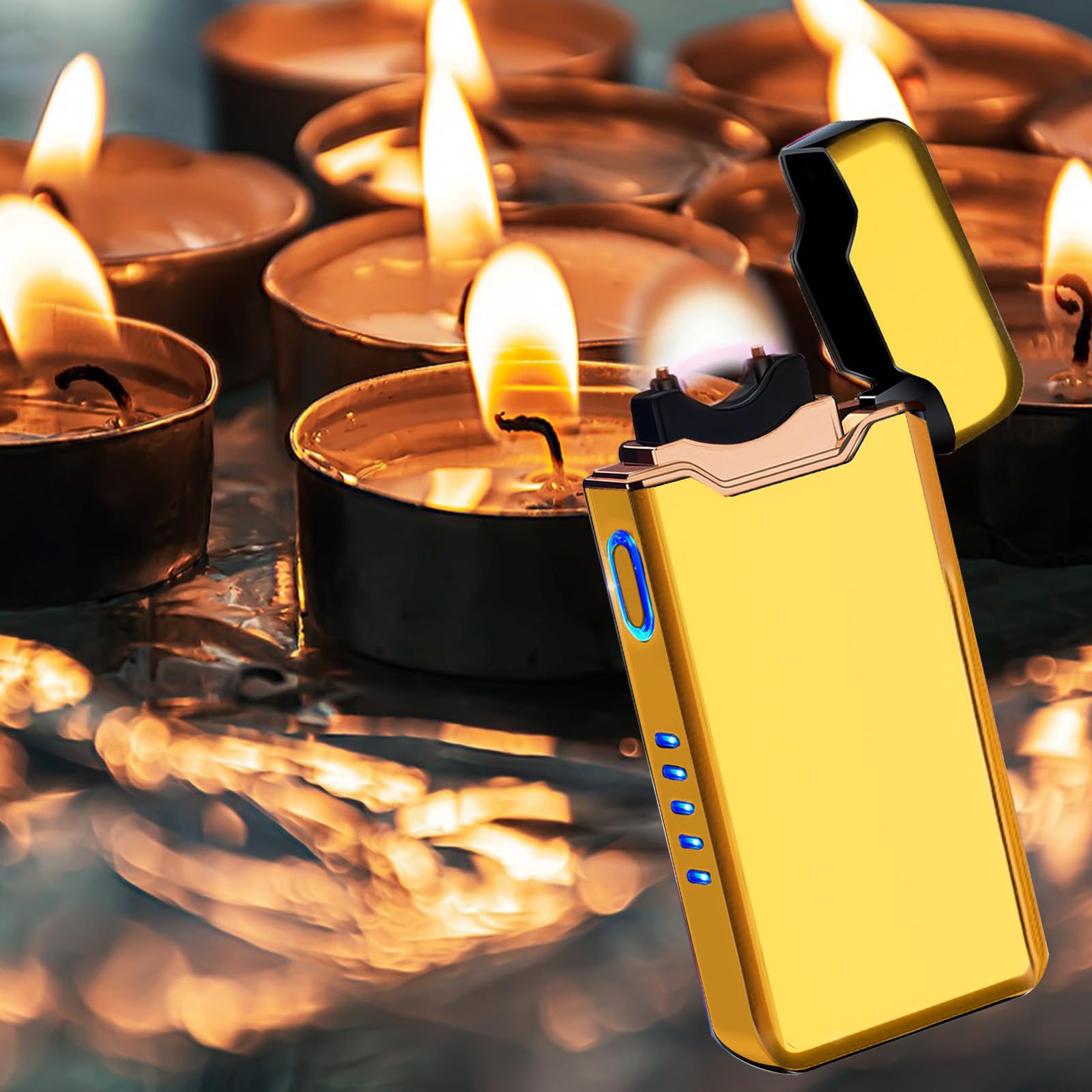 RSBYE Briquet Électrique Arc Coupe-Vent Rechargeable USB-C - Noir Mat Avec Écran LED