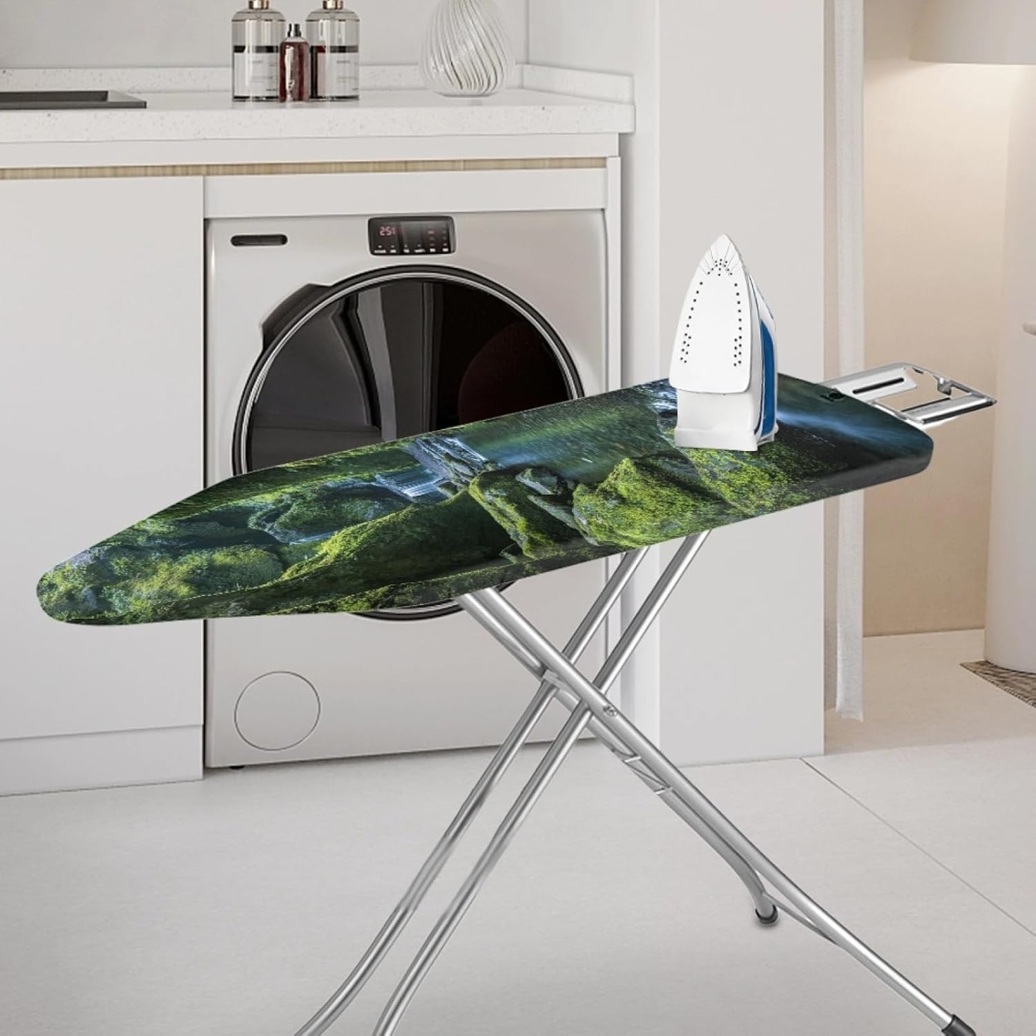 Iron Board Cover with Padding Standard Size River Waterfall Padded Ironing Board Covers 15x54 Heat Reflective Extra Thick Wide Non Stick Scorch and Stain Resistant Heatproof