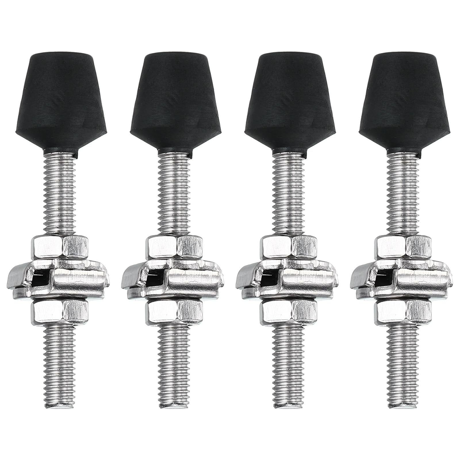 sourcing map 4Pcs Toggle Clamp Foot Rubber Head 304 Stainless Steel M6x63 mm Toggle Clamp Screw Assembly for Boxes, Cabinets, Doors with 8 Pcs Screws and Washers