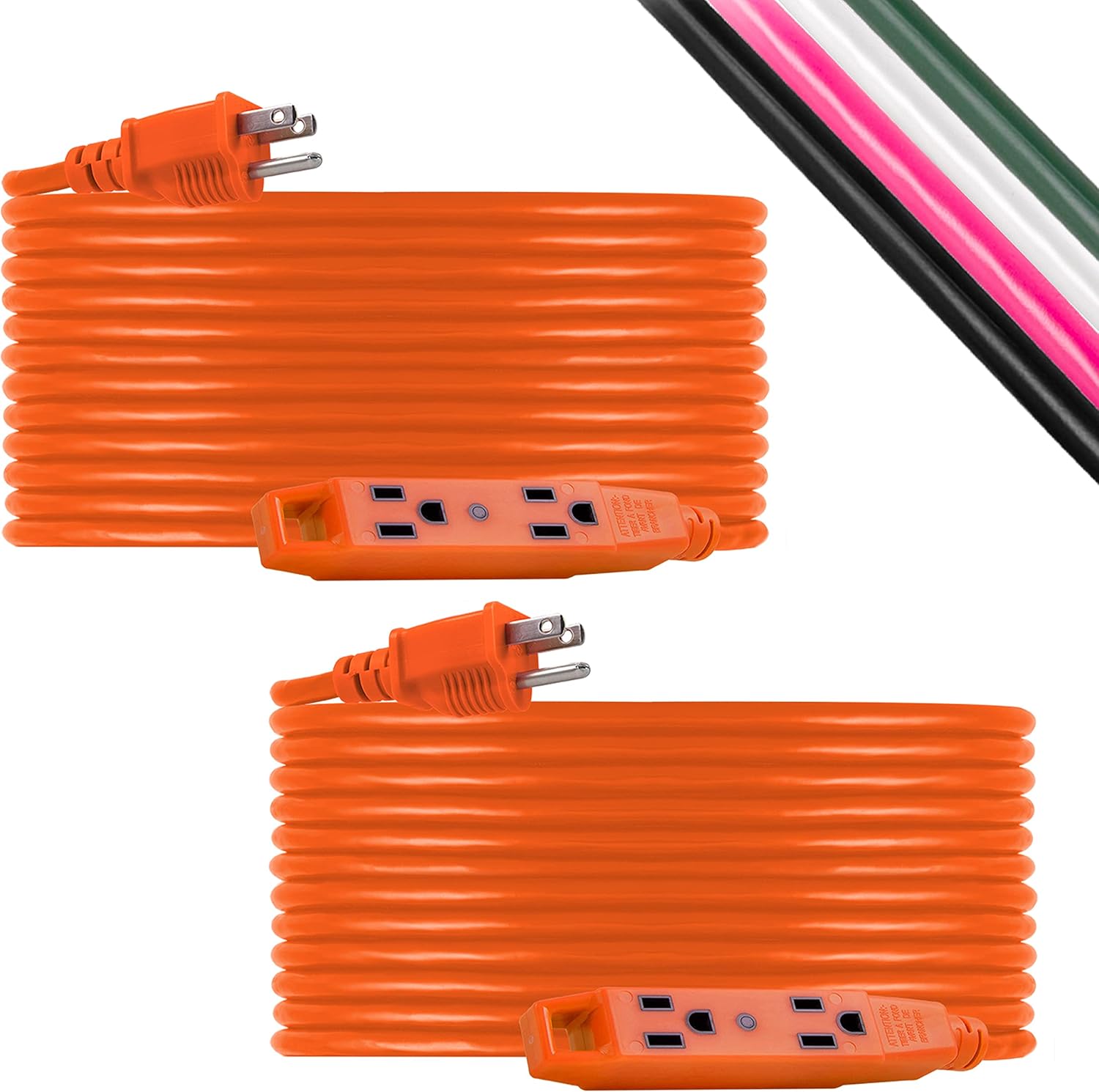 UltraPro 50 Ft Outdoor Extension Cord 2 Pack 3 Outlet