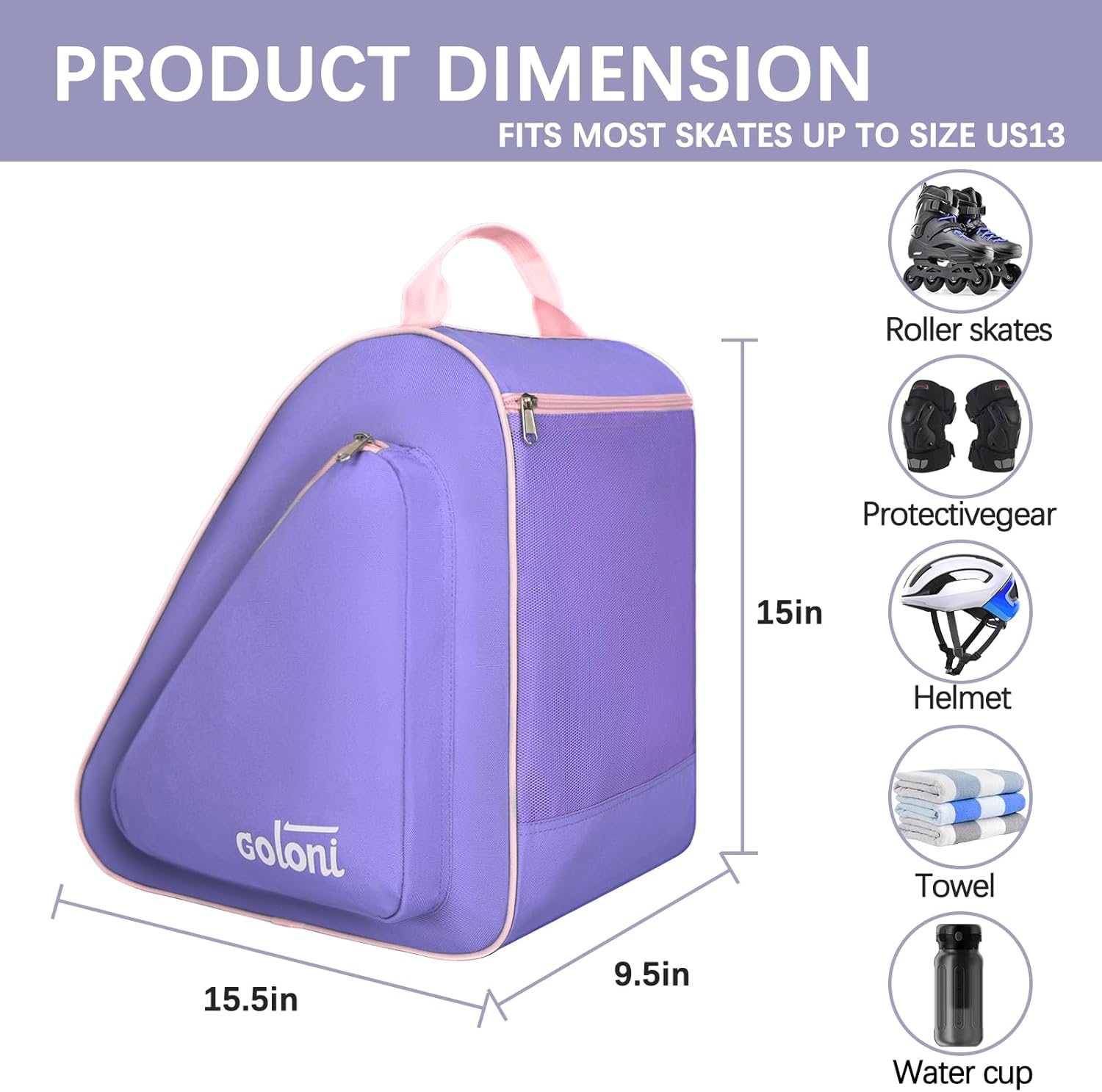 アイス、インライン、ローラー、クワッドスケート用スケートバッグ、ユニ。