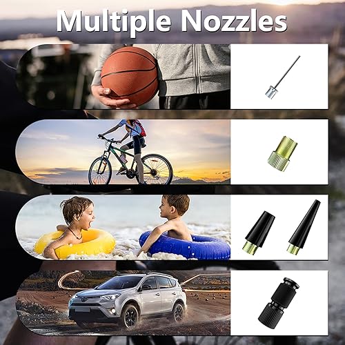 Miniatura 5 de Mulukiss Inflador de neumáticos, compresor de aire portátil para automóvil, bomba de bicicleta eléctrica con batería recargable de 5000 mAh, bomba