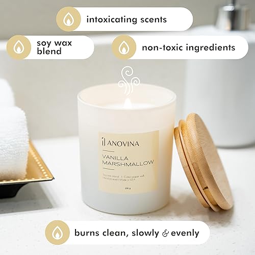 Miniatura 2 de Vela de mezcla de cera de soja perfumada de vainilla con caja de regalo. Velas no tóxicas para el hogar, regalos de velas secretas para mamá, tarro