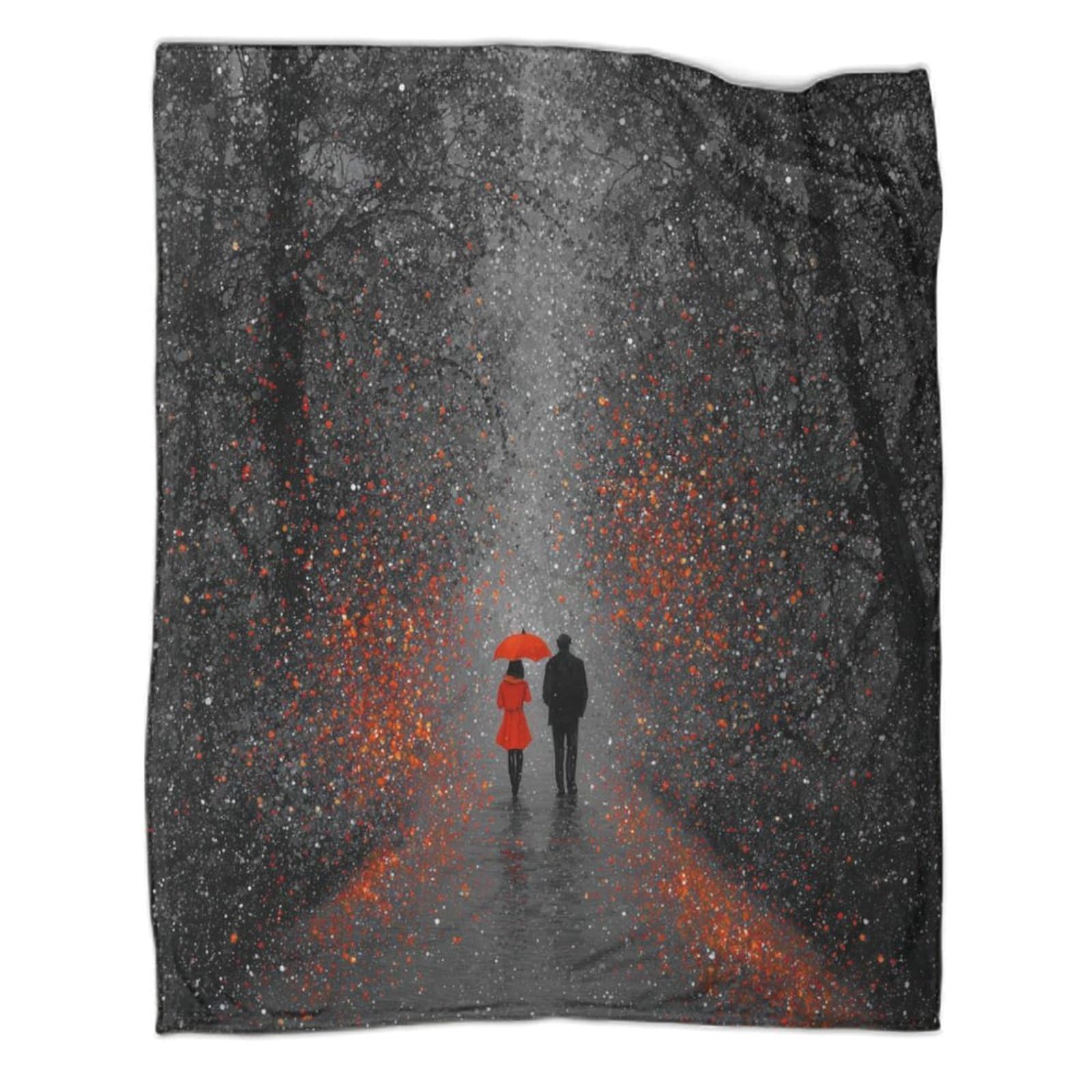 kaiyun Couple in Red Rain Throws,Soft And Warm Printed Flannel for Bed And Sofa 70x80inch(180x200cm)