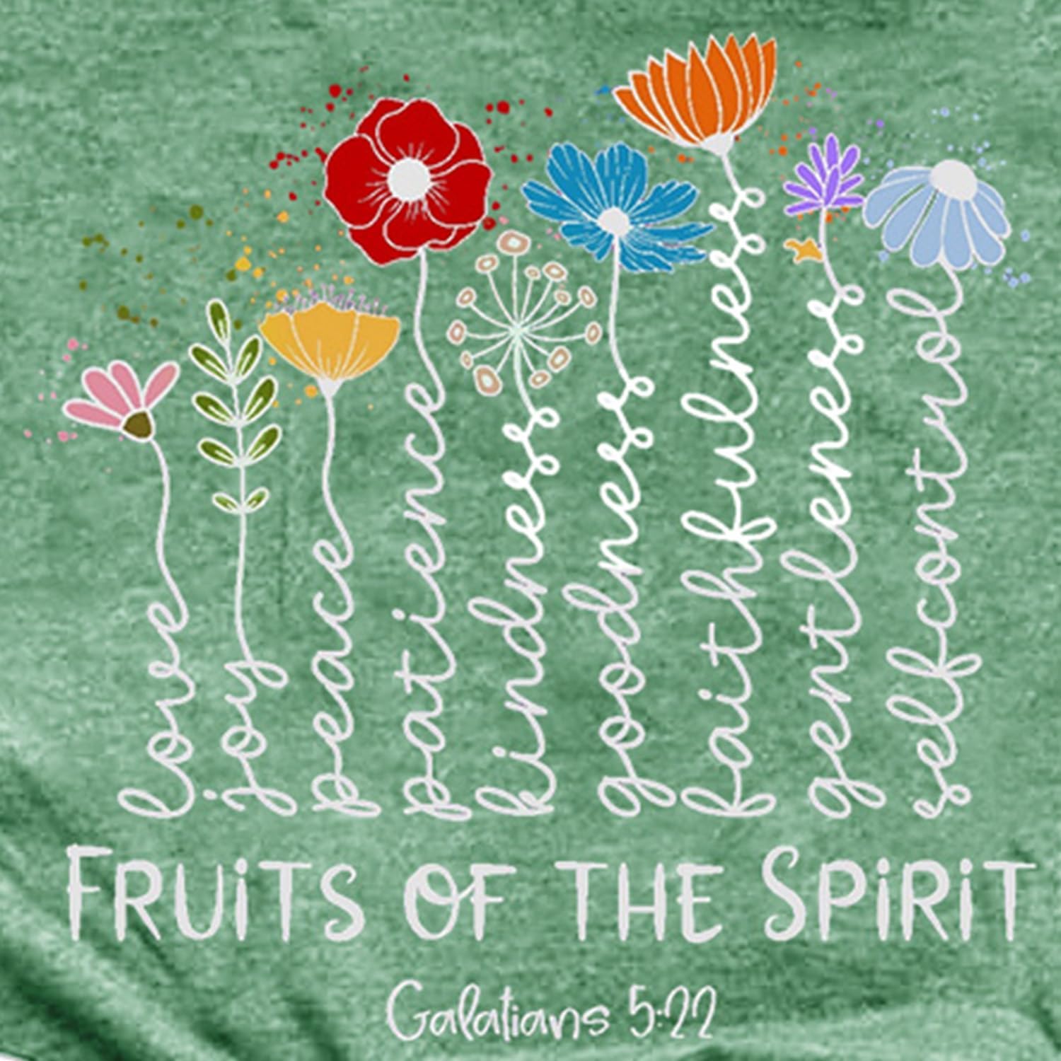 Womens Christian Shirt Fruits of The Spirit T-Shirt Inspirational Faith-Based Bible Verse Tee - Image 6