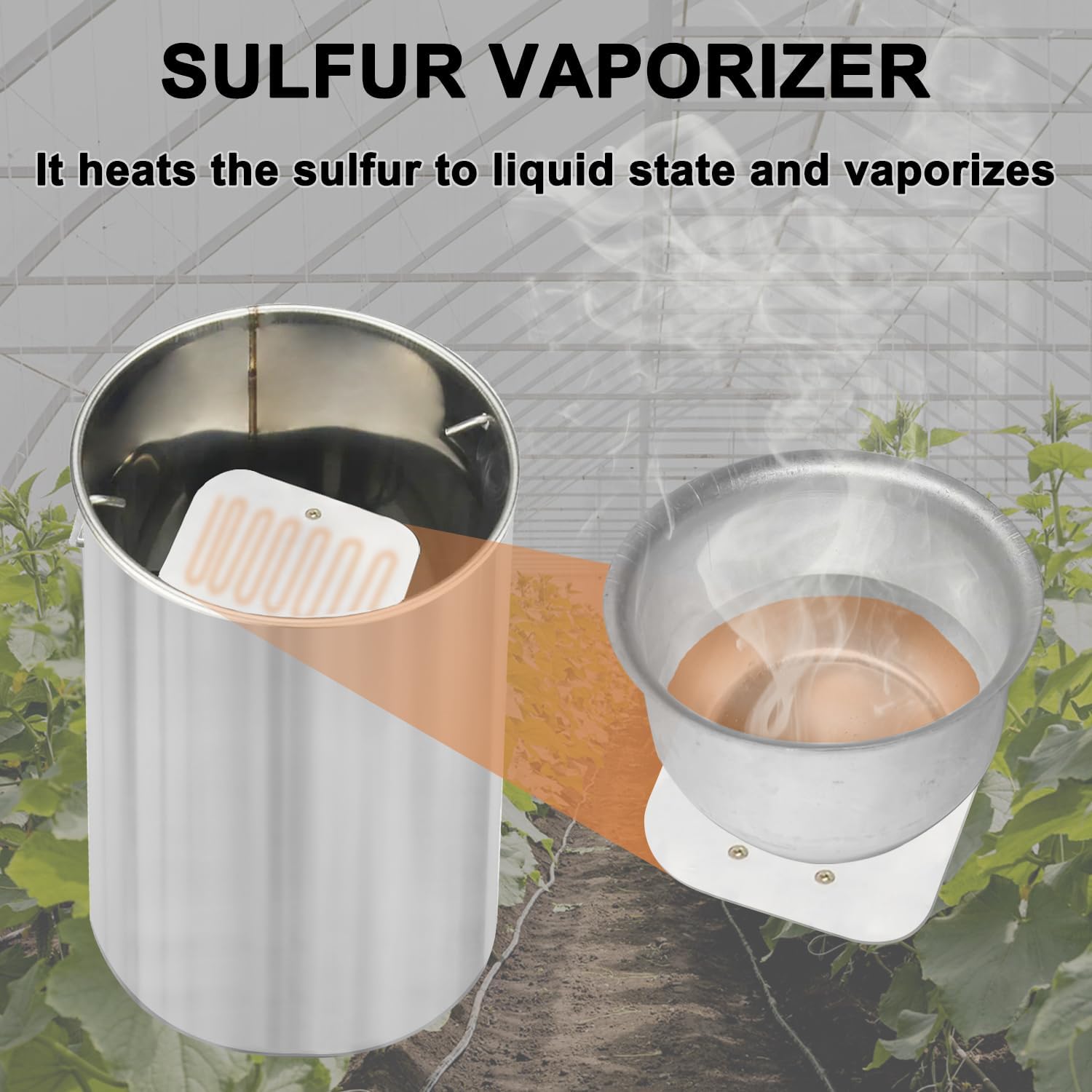 Sulfur Burner Vaporizer, Sulphur Evaporator for Greenhouse, Grow Room (with Indicator)