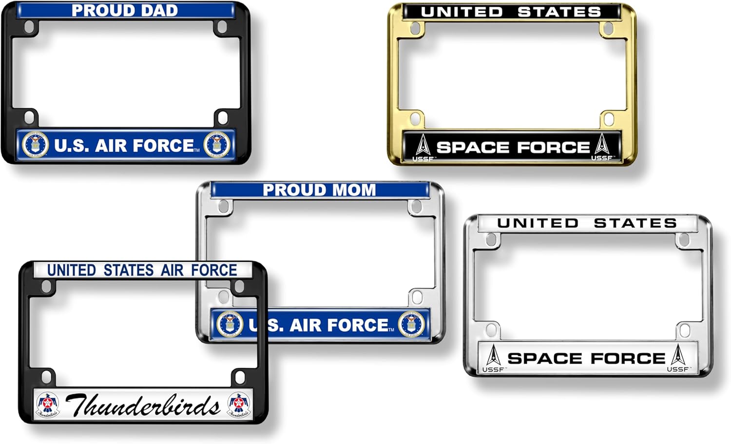 [Officially Licensed Product] - Motorcycle Metal License Plate Frame with United States Air Force, USAF Design - Black